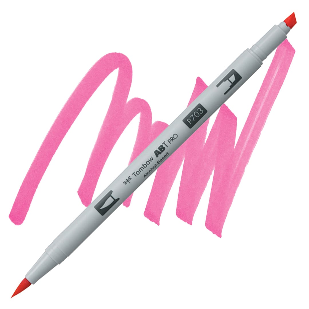 Open in modal - Tombow ABT PRO Alcohol Marker - Pink Rose, P703 marker and swatch