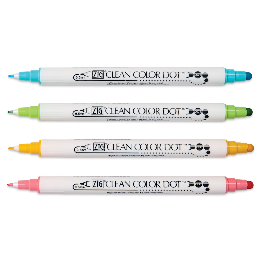Open in modal - Zig Clean Color Dot Markers - Set of 4, Assorted Colors, markers with caps off