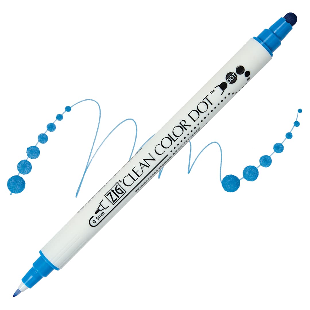 Open in modal - Zig Clean Color Dot Dual Tip Marker - Blue, swatch and marker