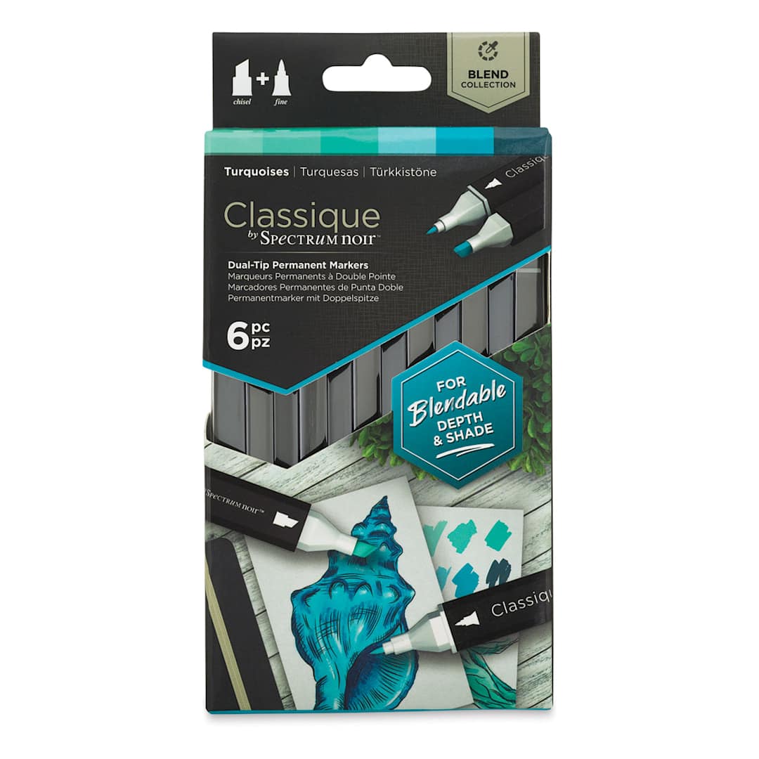 Open in modal - Spectrum Noir Classique Markers - Turquoises, Set of 6 - front of packaging