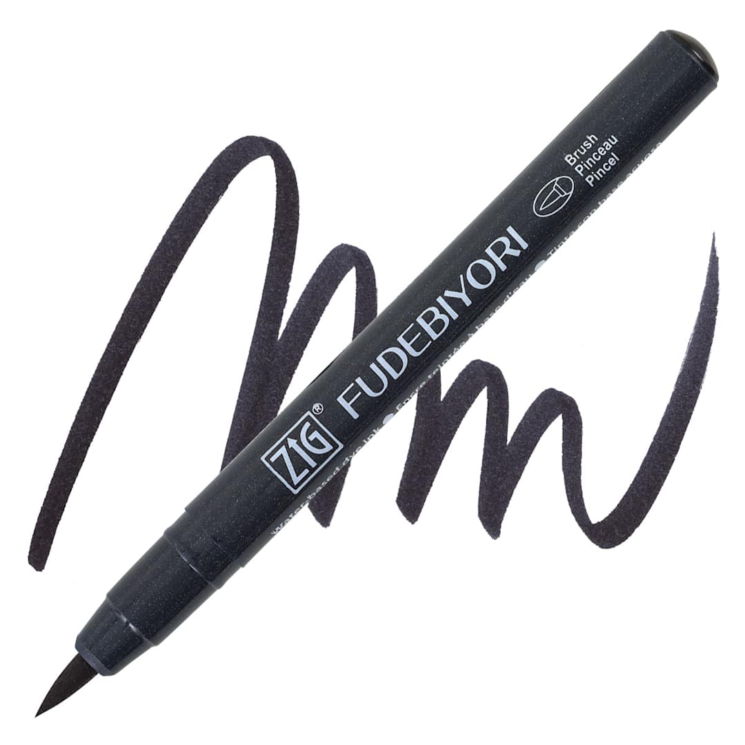 Open in modal - Zig Fudebiyori Brush Pen - Black pen and swatch