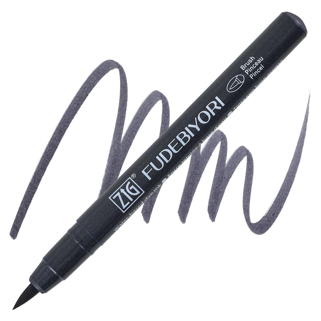 Open in modal - Zig Fudebiyori Brush Pen - Gray pen and swatch