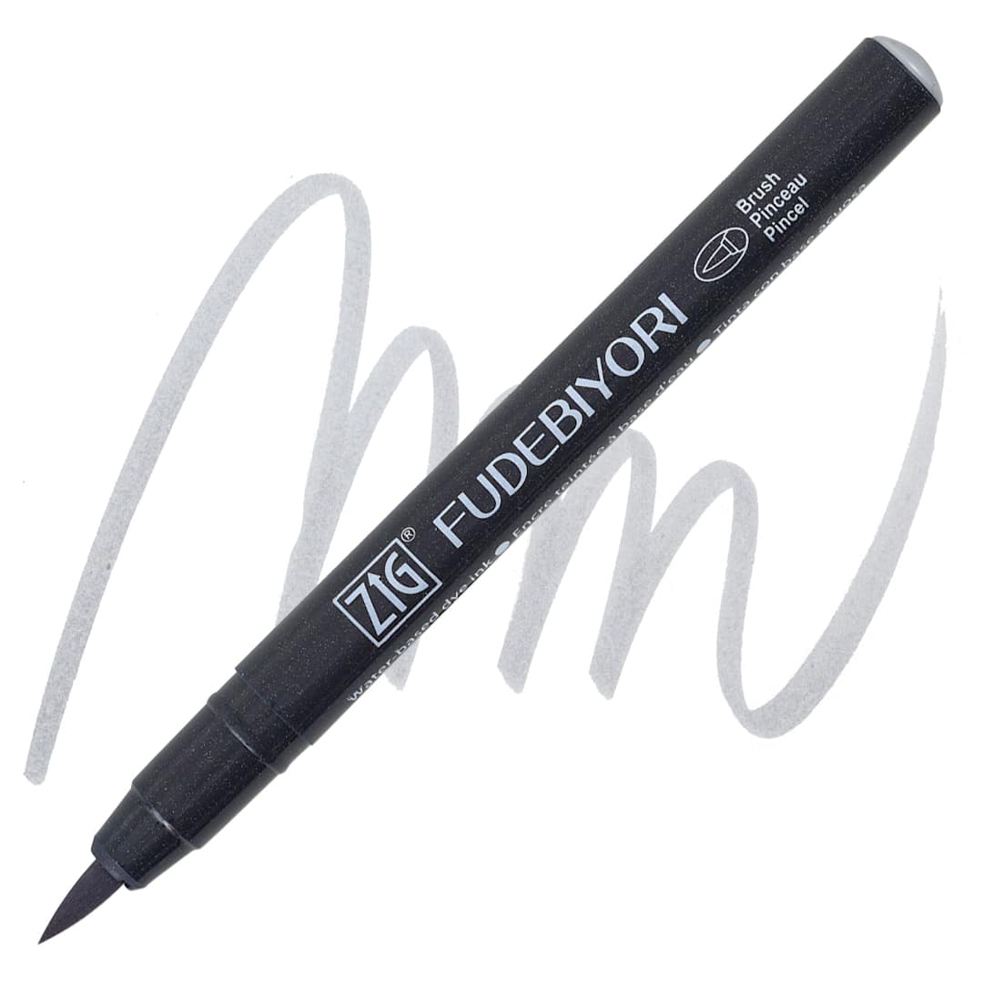 Open in modal - Zig Fudebiyori Brush Pen - Light Gray pen and swatch