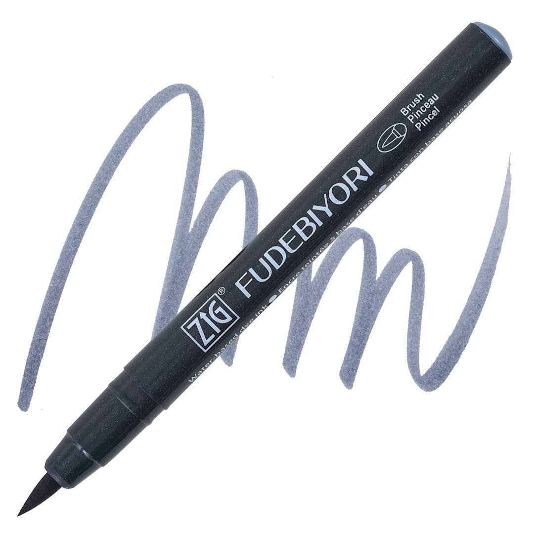 Open in modal - Zig Fudebiyori Brush Pen - Blue Gray pen and swatch