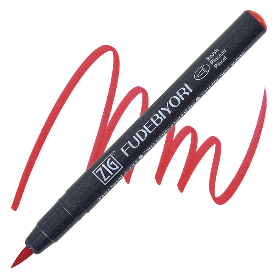 Open in modal - Zig Fudebiyori Brush Pen - Red pen and swatch