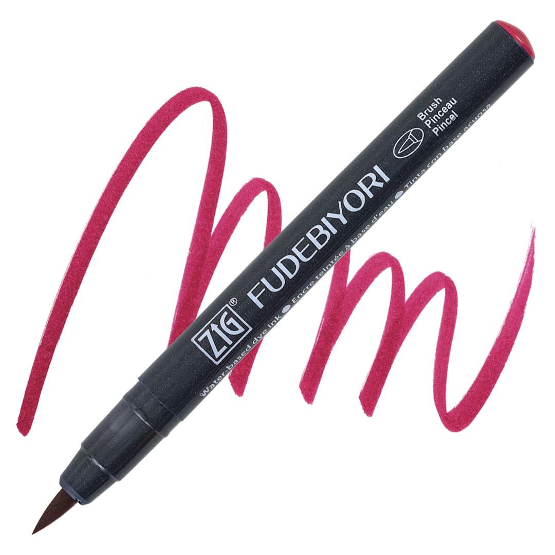 Open in modal - Zig Fudebiyori Brush Pen - Wine Red pen and swatch