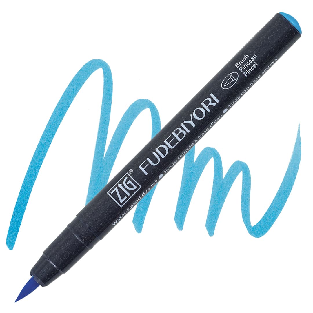 Open in modal - Zig Fudebiyori Brush Pen - Cobalt Blue pen and swatch