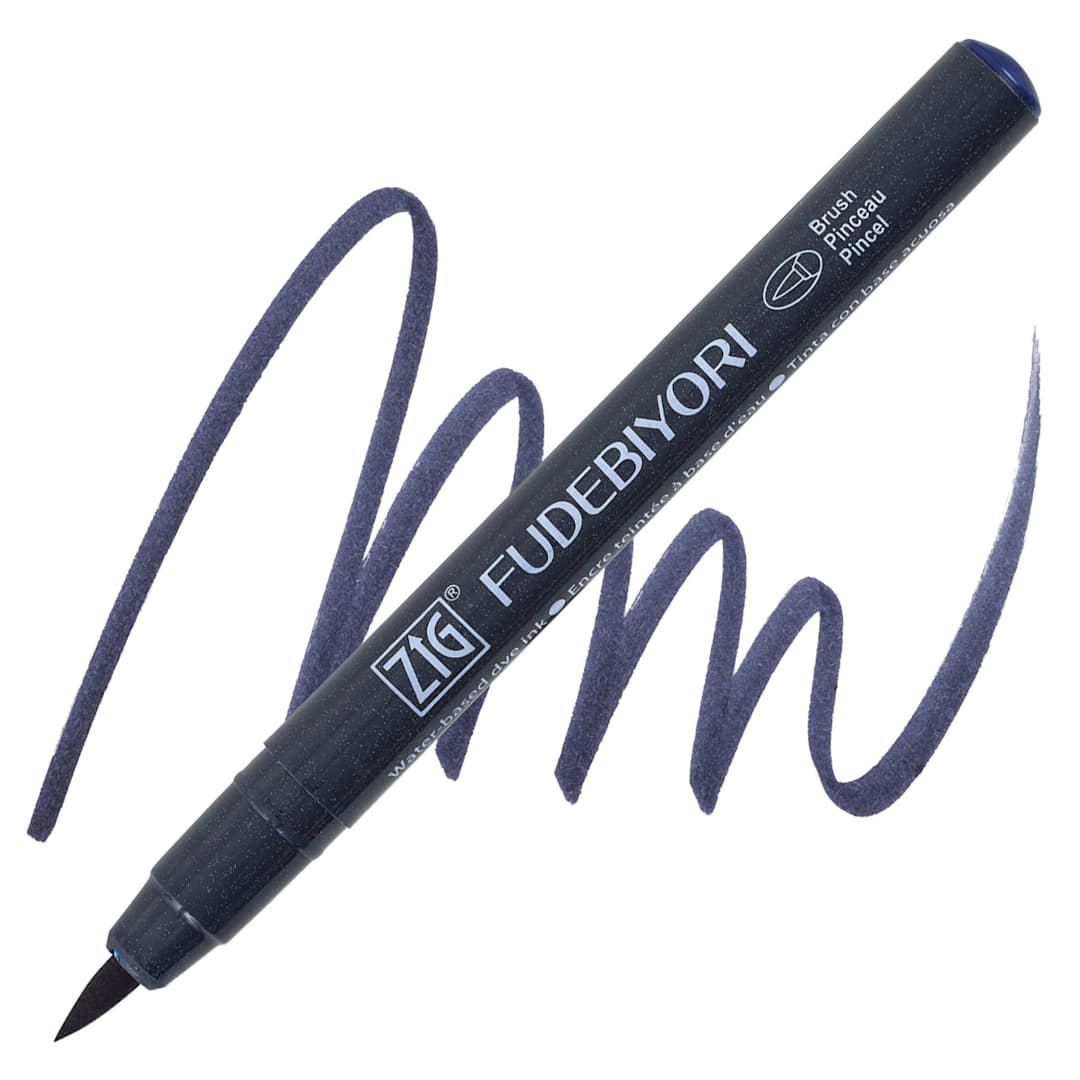 Open in modal - Zig Fudebiyori Brush Pen - Deep Blue pen and swatch