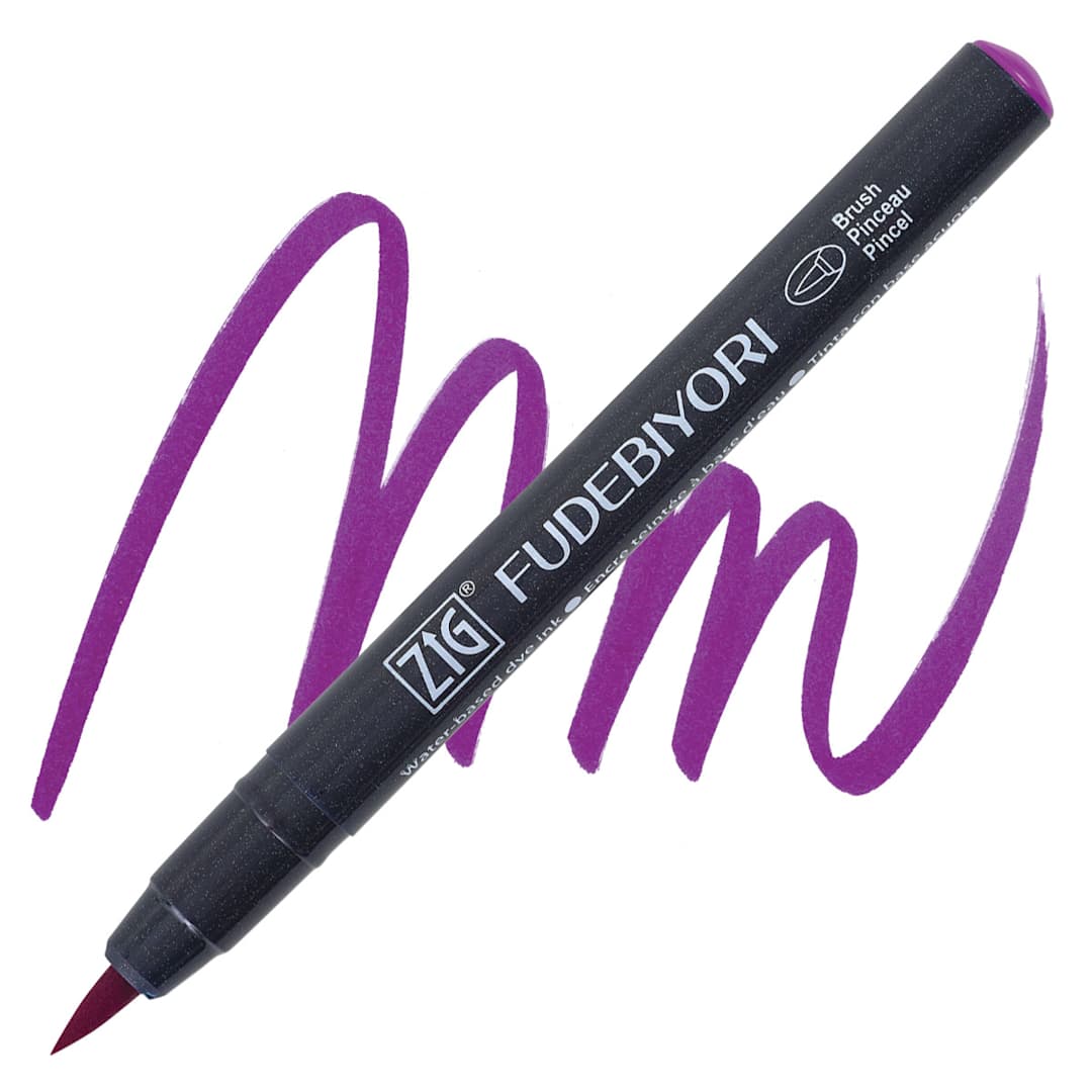 Open in modal - Zig Fudebiyori Brush Pen - Purple pen and swatch