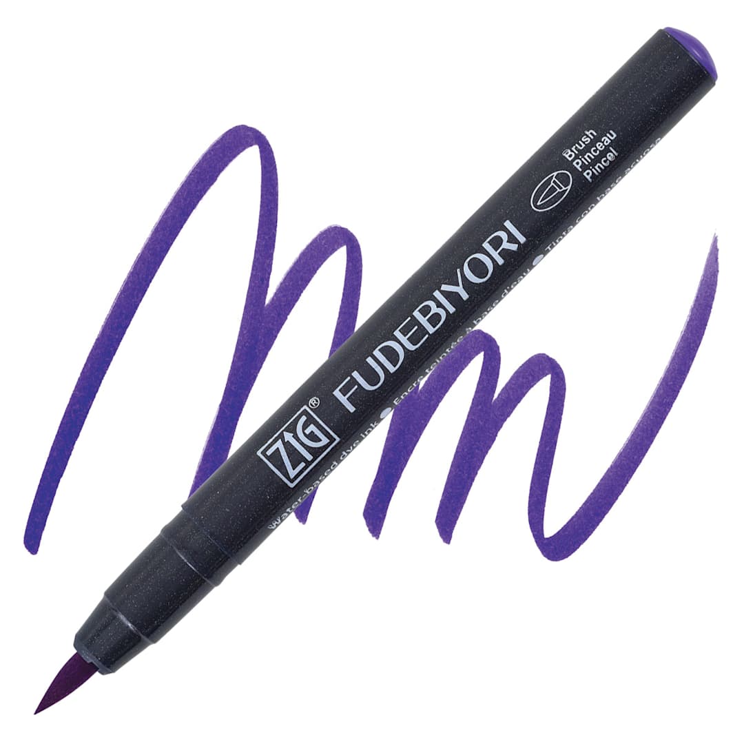 Open in modal - Zig Fudebiyori Brush Pen - Violet pen and swatch