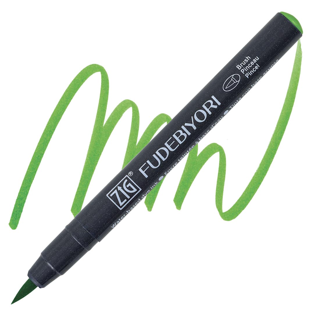 Open in modal - Zig Fudebiyori Brush Pen - May Green pen and swatch