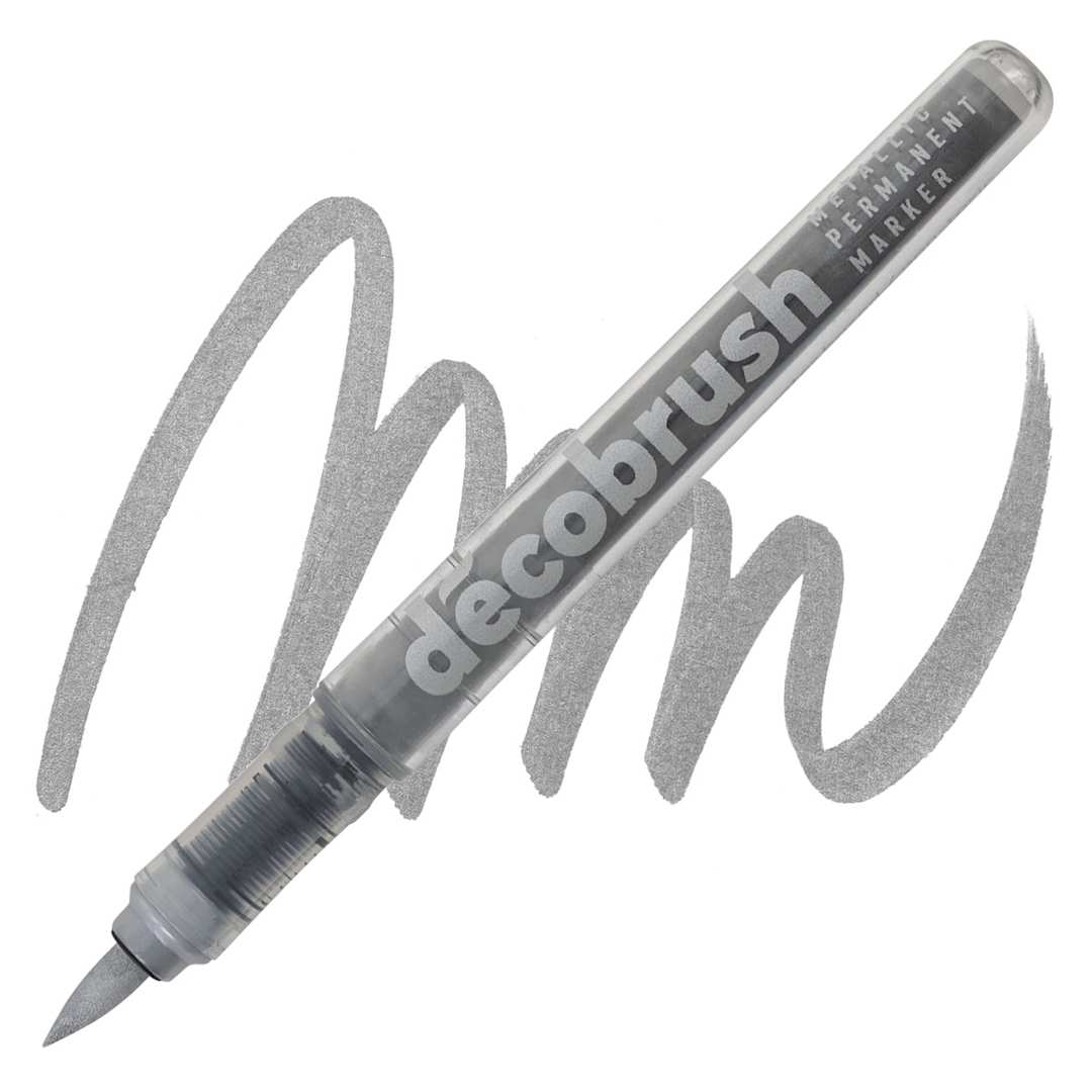 Open in modal - Karin DécoBrush Metallic Marker - Metallic Silver marker and swatch