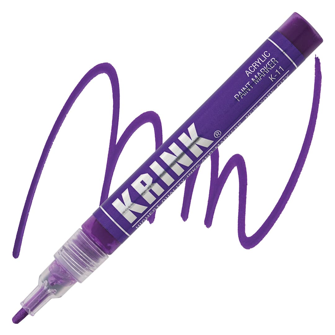 Open in modal - Krink K-11 Acrylic Paint Marker - Purple, 3 mm marker and swatch