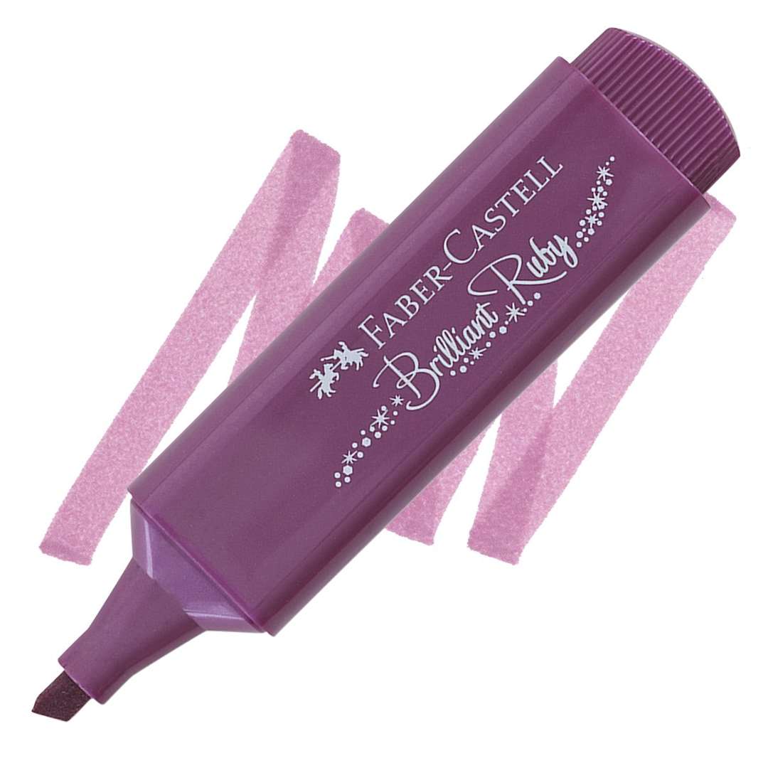 Open in modal - Faber-Castell Metallic Textliner - Brilliant Ruby marker and swatch