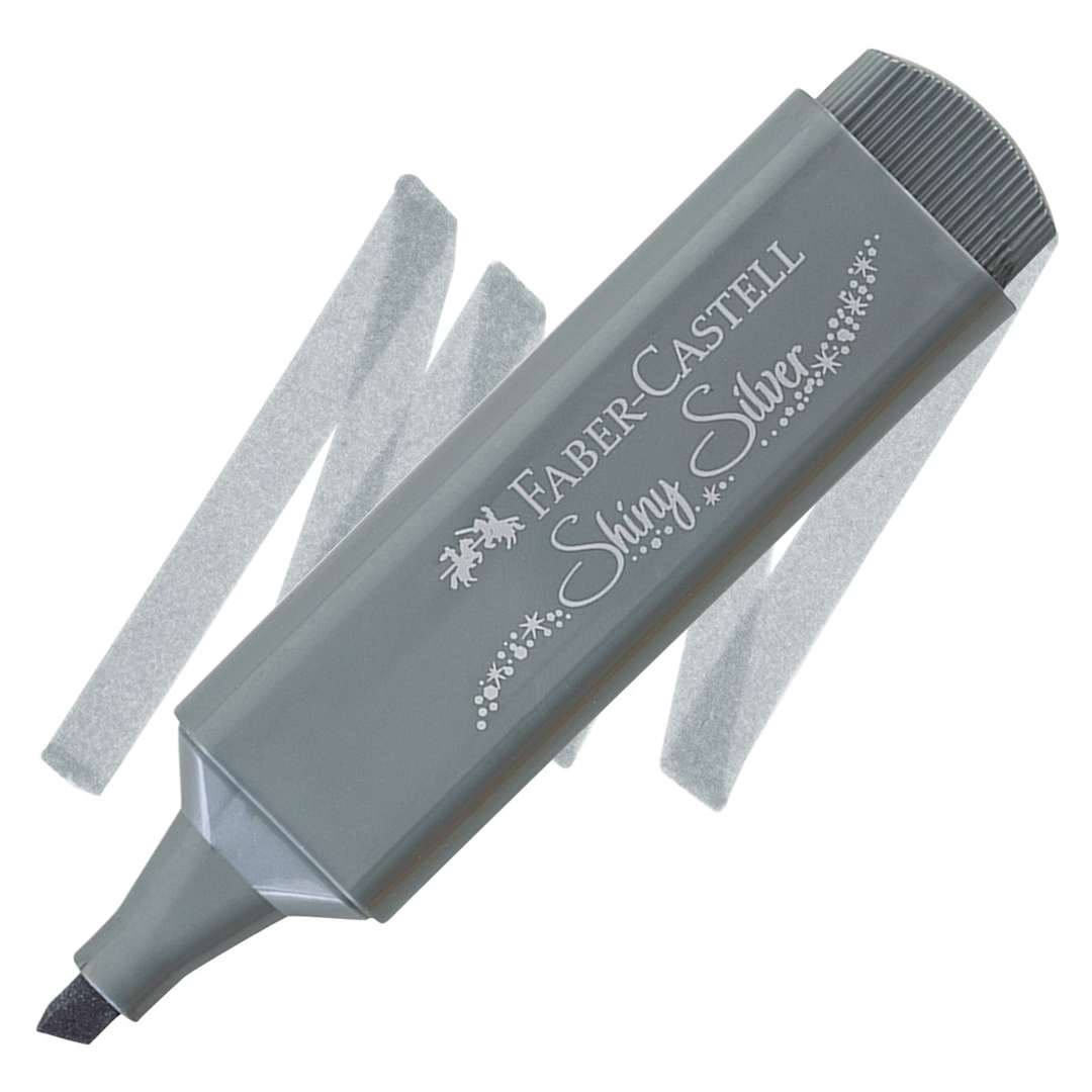 Open in modal - Faber-Castell Metallic Textliner - Shiny Silver marker and swatch