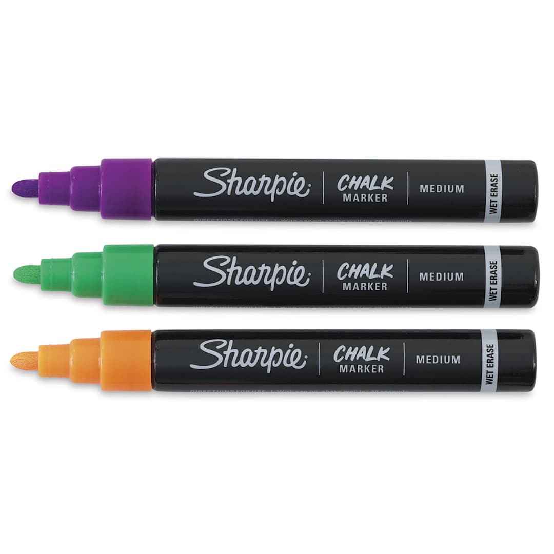 Open in modal - Sharpie Chalk Markers - Set of 3 Secondary Colors uncapped in row