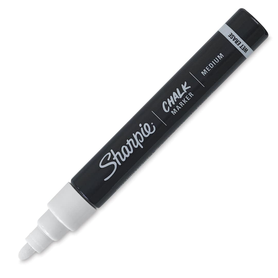 Open in modal - Sharpie Chalk Markers - White Marker uncapped at angle