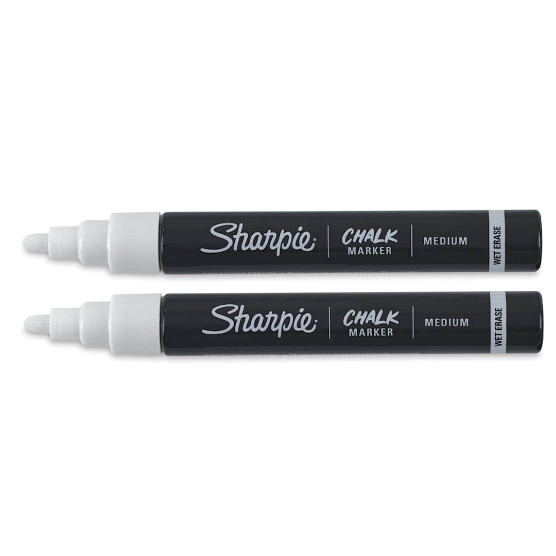 Open in modal - Sharpie Chalk Markers - Set of 2 White Markers uncapped