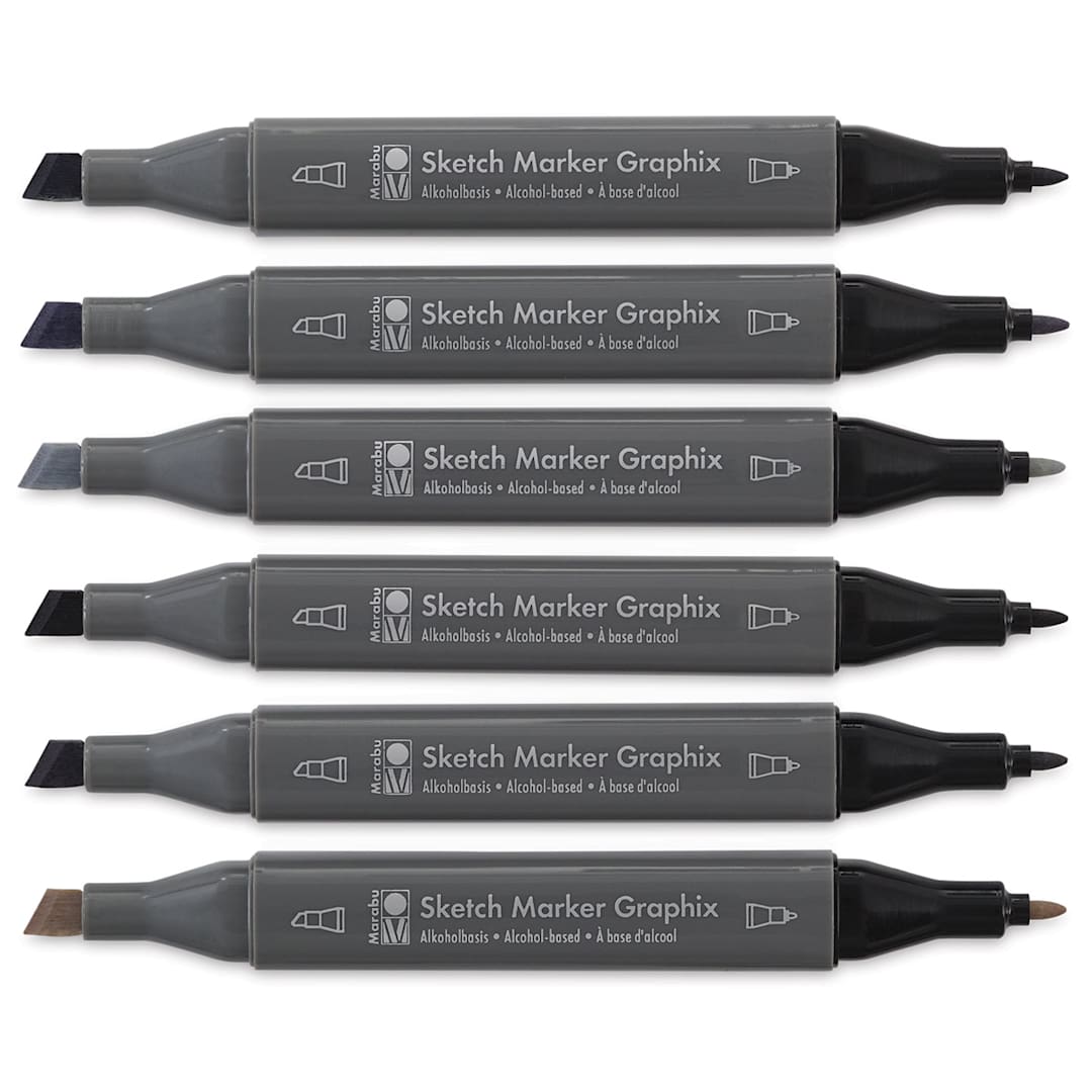 Open in modal - Marabu Graphix Sketch Markers - Alpha Robot, Set of 6