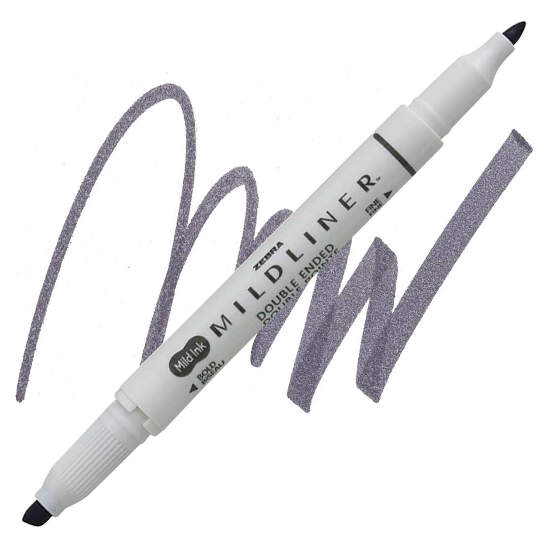 Open in modal - Zebra Mildliner Double Ended Creative Marker - Dark Gray marker and swatch