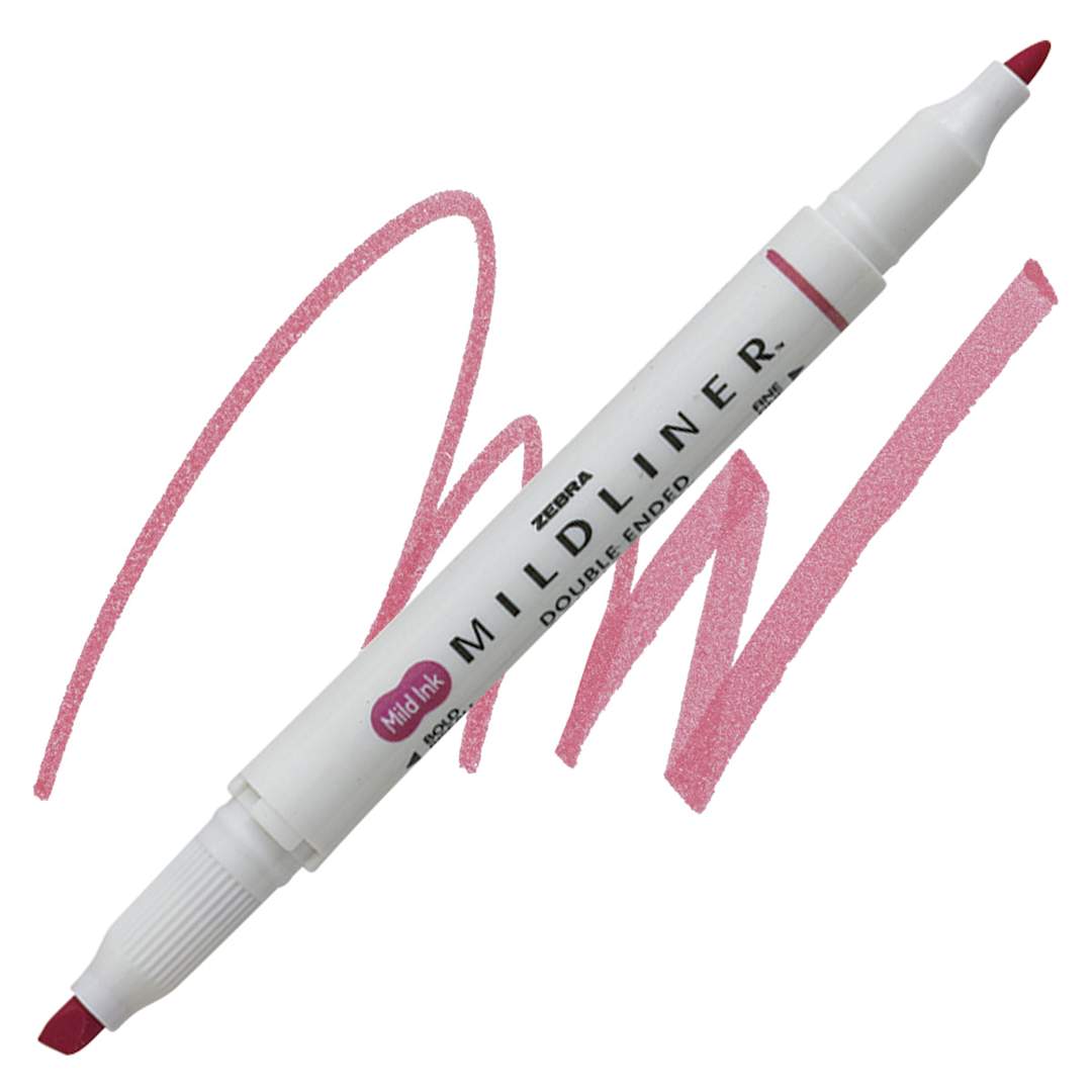 Open in modal - Zebra Mildliner Double Ended Creative Marker - Red marker and swatch