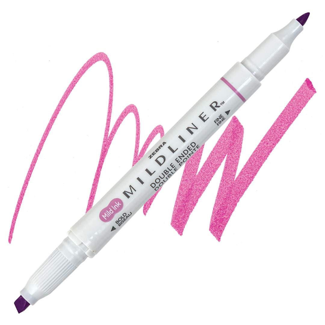 Open in modal - Zebra Mildliner Double Ended Creative Marker - Magenta marker and swatch