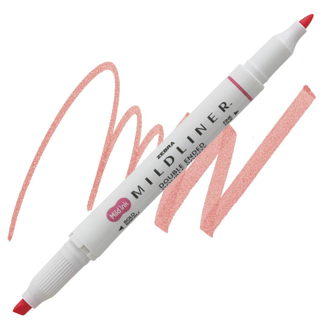 Open in modal - Zebra Mildliner Double Ended Creative Marker - Coral Pink marker and swatch