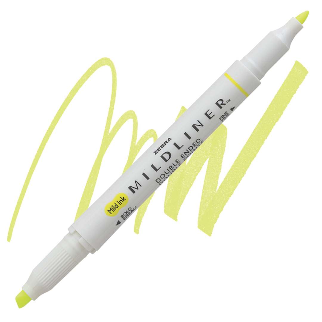 Open in modal - Zebra Mildliner Double Ended Creative Marker - Yellow marker and swatch