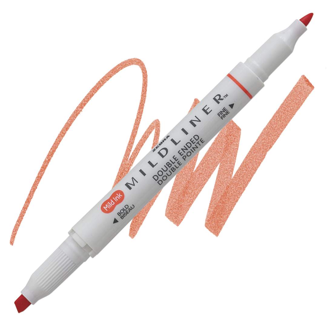 Open in modal - Zebra Mildliner Double Ended Creative Marker - Marigold marker and swatch