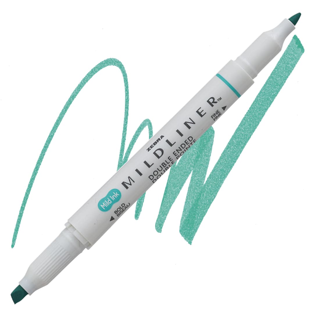 Open in modal - Zebra Mildliner Double Ended Creative Marker - Summer Green marker and swatch