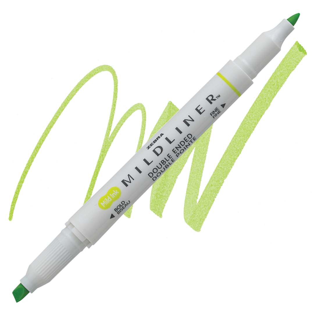 Open in modal - Zebra Mildliner Double Ended Creative Marker - Citrus Green marker and swatch