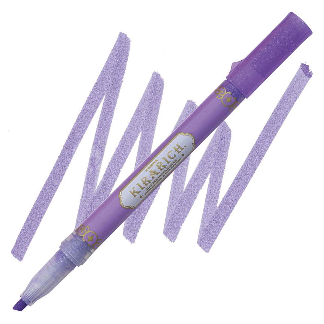Open in modal - Zebra Kirarich Glitter Marker - Purple marker and swatch