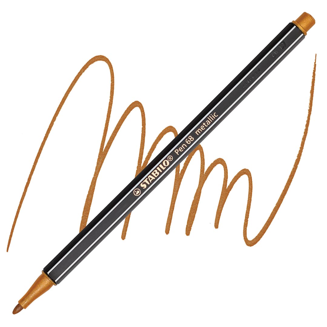 Open in modal - Stabilo Pen 68 Metallic Pen - Copper pen and swatch