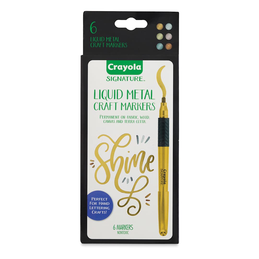 Open in modal - Crayola Signature Liquid Metal Craft Marker Set (front of package)