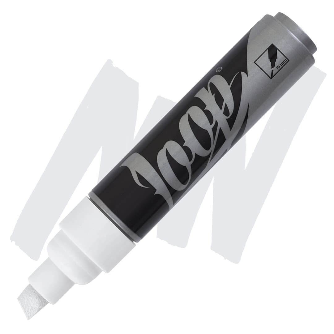 Open in modal - Loop Water-Based Acrylic Marker - White, 10 mm marker and swatch