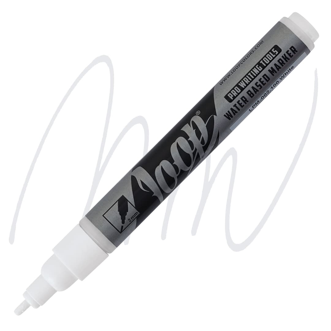 Open in modal - Loop Water-Based Acrylic Marker - White, 2 mm marker and swatch