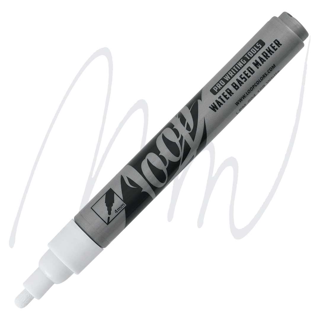 Open in modal - Loop Water-Based Acrylic Marker - White, 4 mm marker and swatch