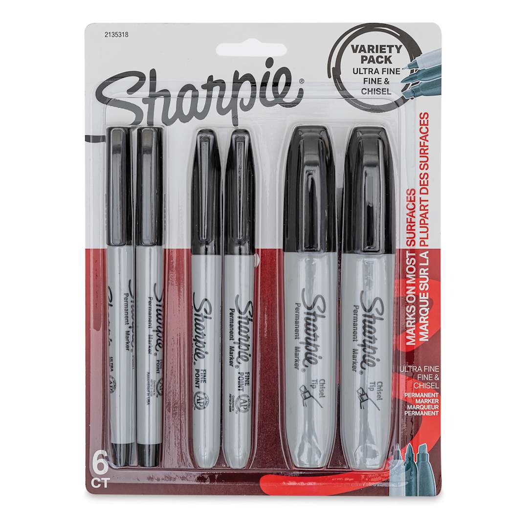 Open in modal - Sharpie Permanent Markers Variety Pack - Black, Set of 6 (in packaging)