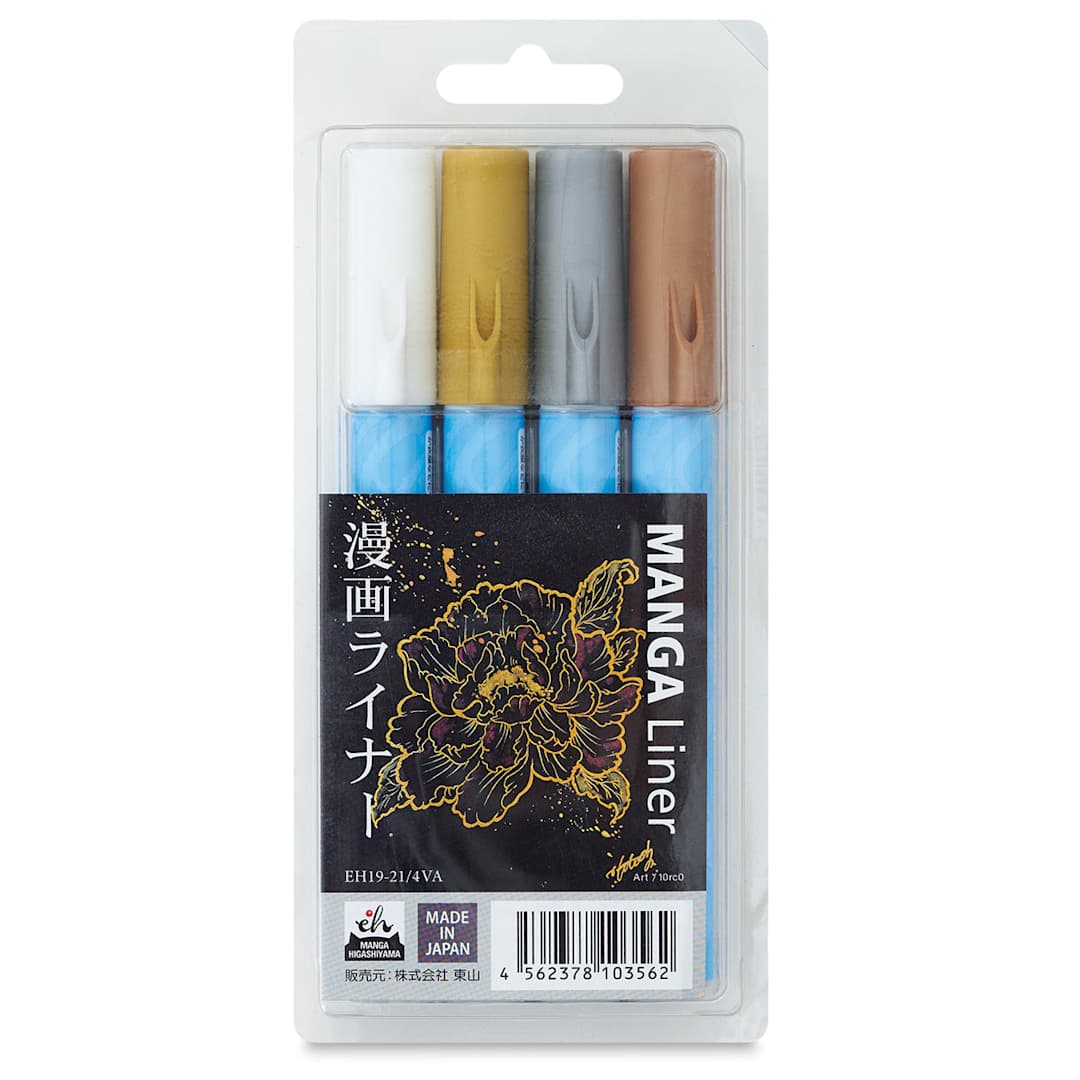 Open in modal - Aitoh Manga Liner Pens - Neutral Metallic Colors, Set of 4 (in package)
