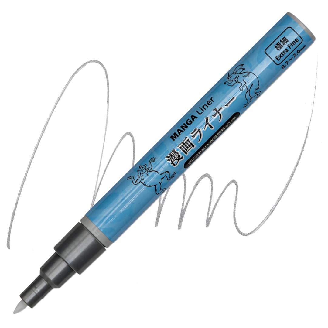 Open in modal - Aitoh Manga Liner Pen - Silver pen and swatch