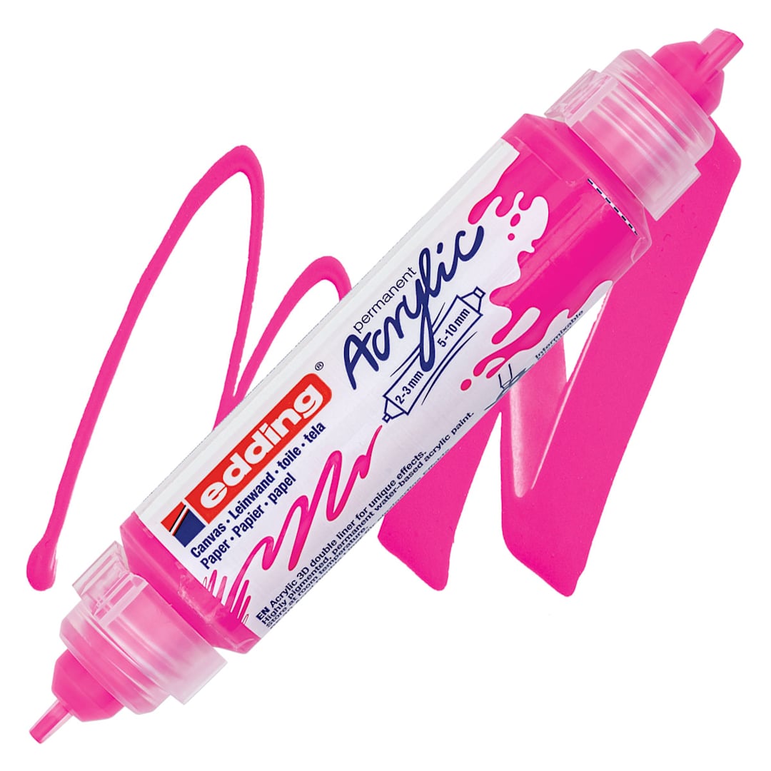 Open in modal - Edding 5400 Acrylic Double Ended Paint Marker - Neon Pink 069 marker and swatch