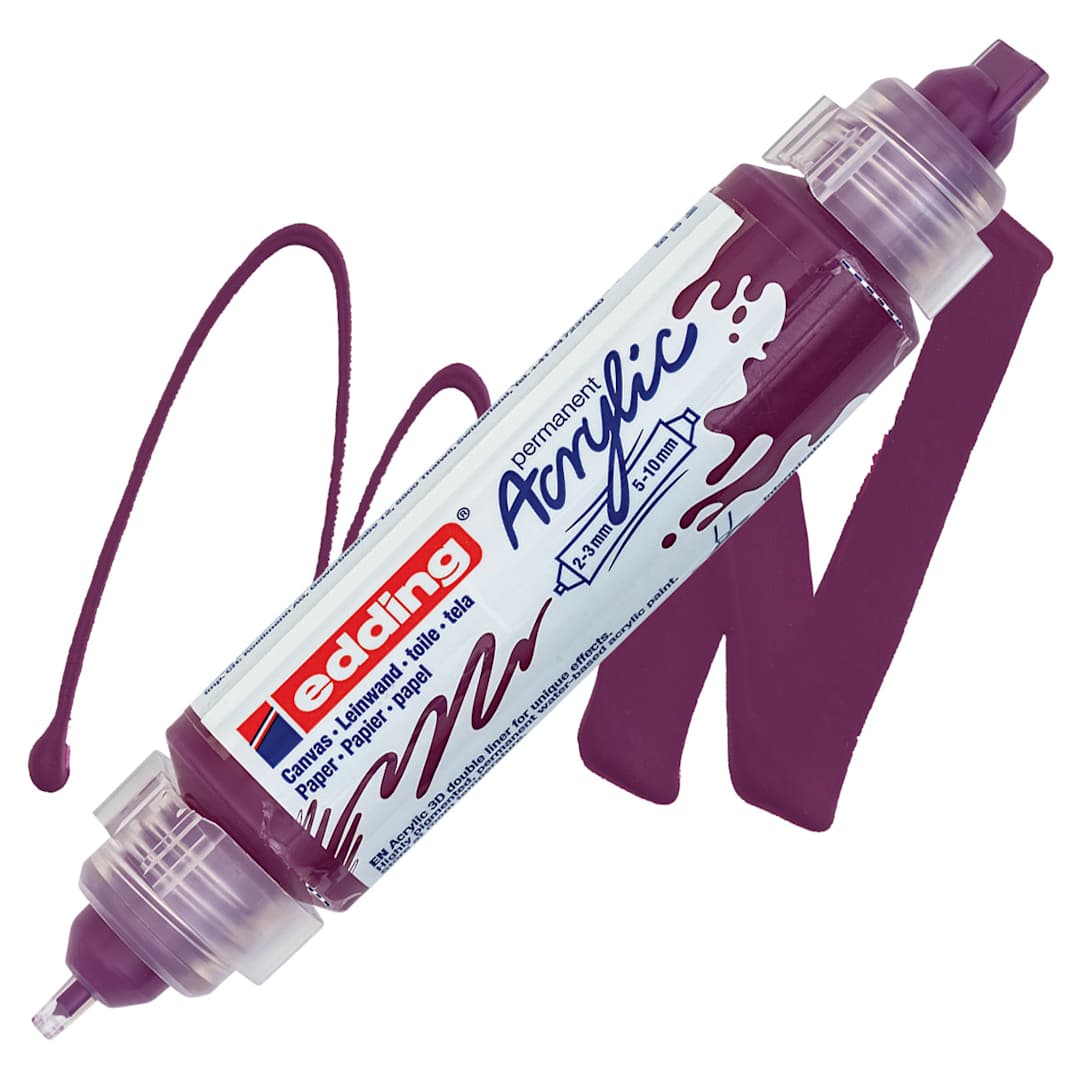 Open in modal - Edding 5400 Acrylic Double Ended Paint Marker - Berry 910 marker and swatch