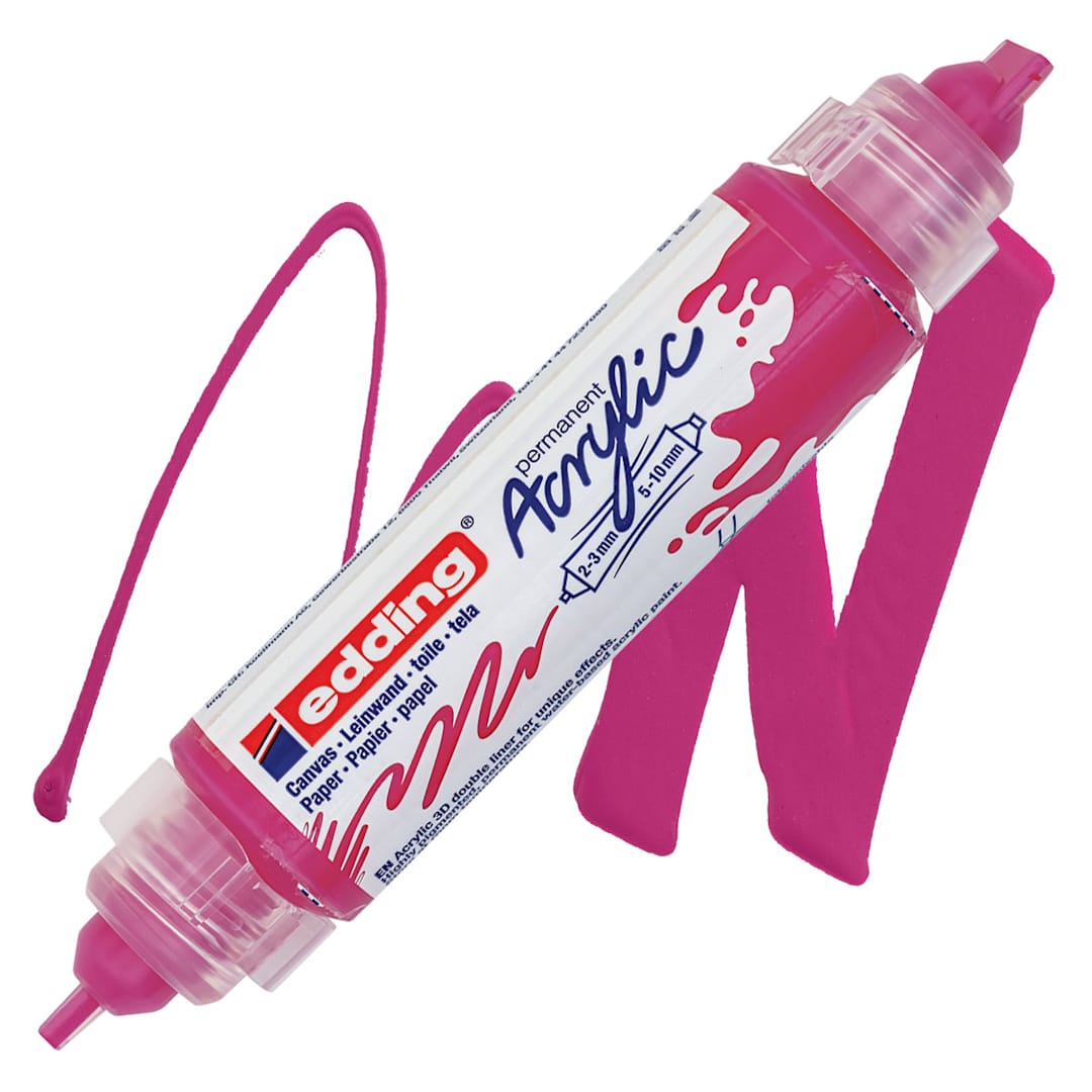 Open in modal - Edding 5400 Acrylic Double Ended Paint Marker - Telemagenta 909 marker and swatch