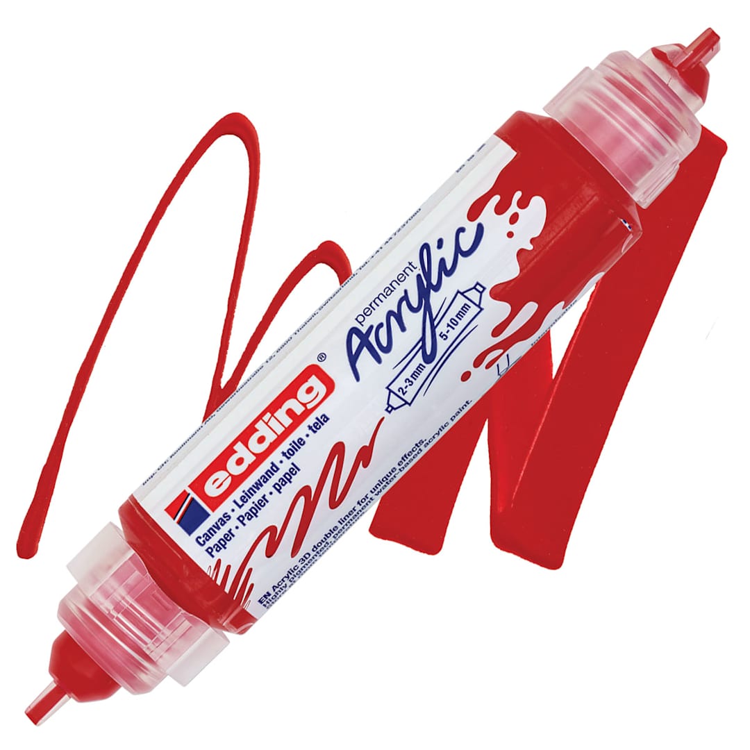 Open in modal - Edding 5400 Acrylic Double Ended Paint Marker - Traffic Red 902 marker and swatch