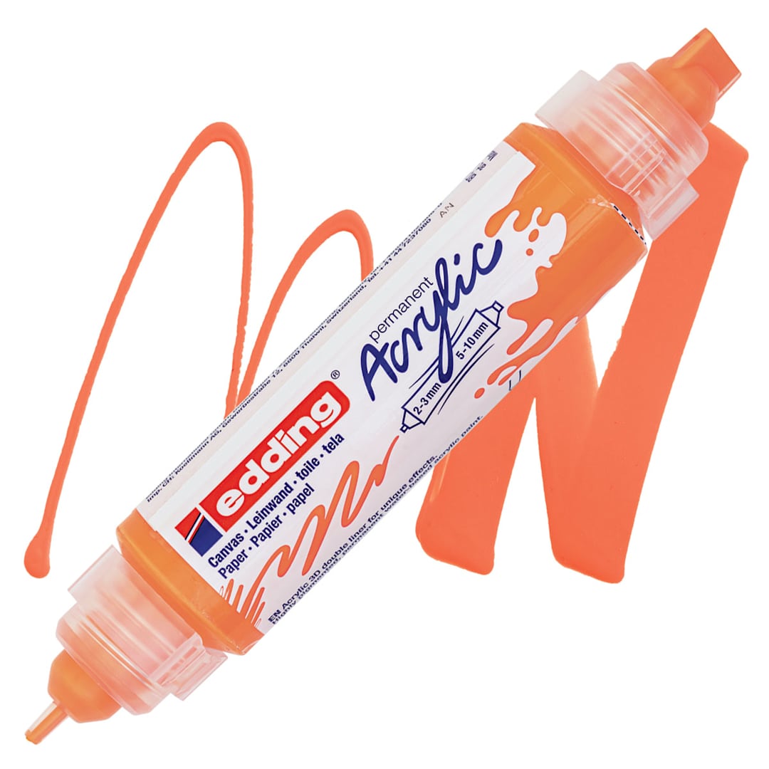 Open in modal - Edding 5400 Acrylic Double Ended Paint Marker - Neon Orange 066 marker and swatch