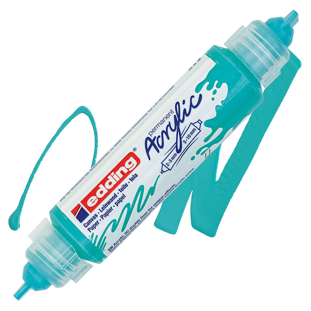 Open in modal - Edding 5400 Acrylic Double Ended Paint Marker - Opulent Turquoise 934 marker and swatch