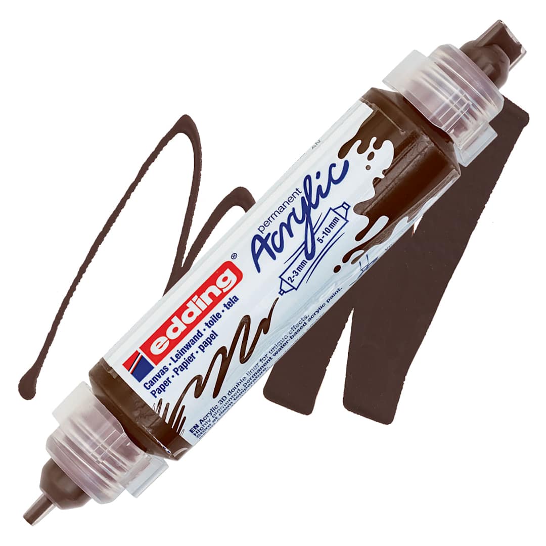 Open in modal - Edding 5400 Acrylic Double Ended Paint Marker - Chocolate Brown 907 marker and swatch