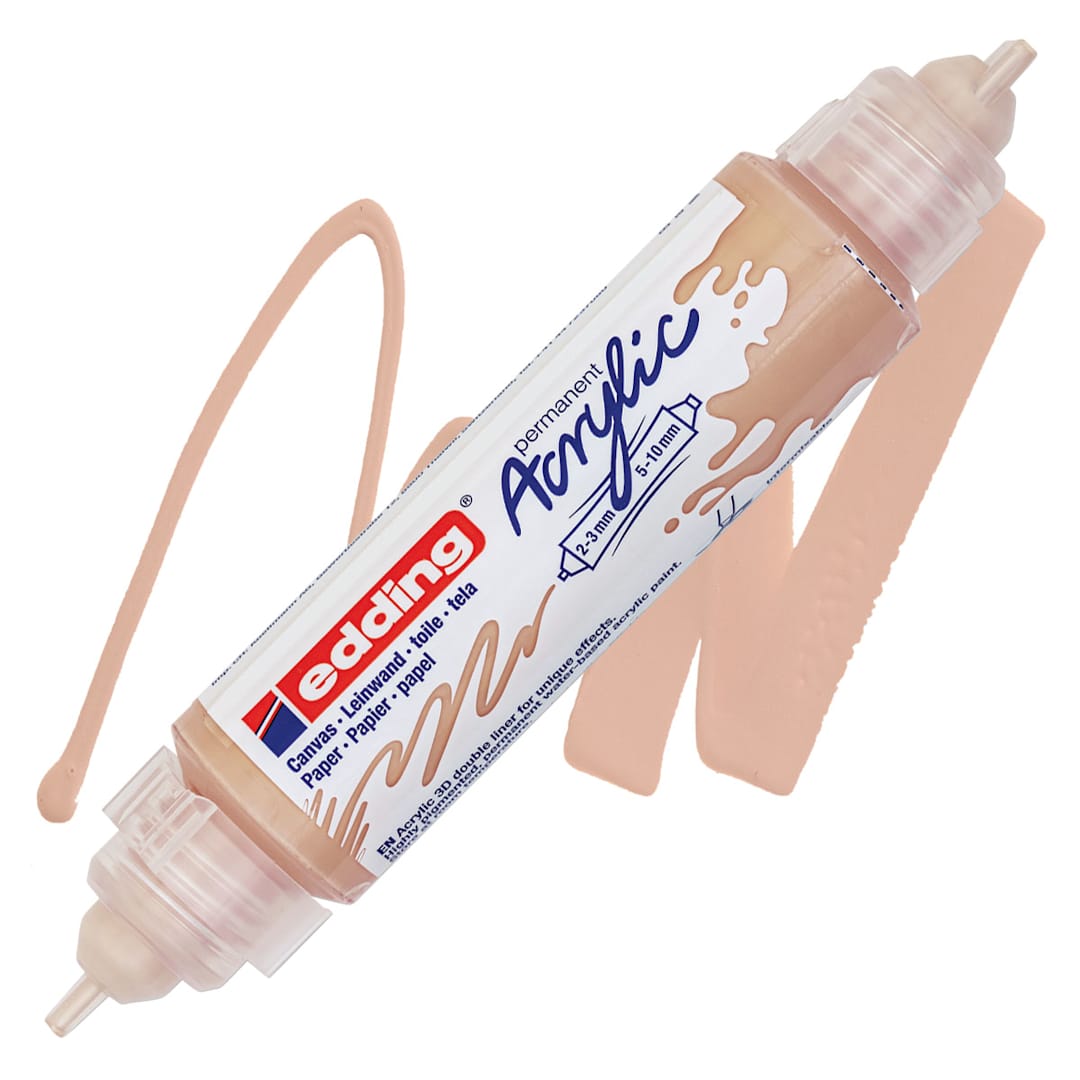 Open in modal - Edding 5400 Acrylic Double Ended Paint Marker - Warm Beige 255 marker and swatch
