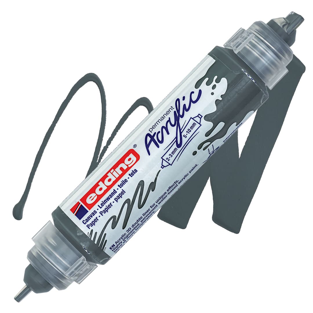 Open in modal - Edding 5400 Acrylic Double Ended Paint Marker - Anthracite 926 marker and swatch