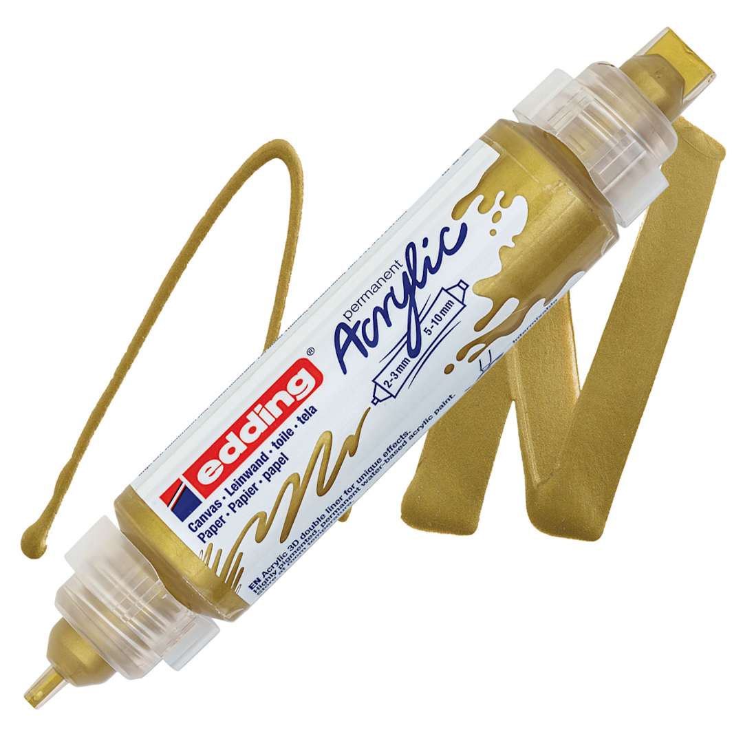 Open in modal - Edding 5400 Acrylic Double Ended Paint Marker - Rich Gold 924 marker and swatch